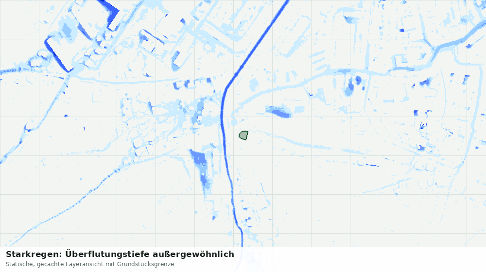 Statische Kartenansicht: Starkregen: Überflutungstiefe außergewöhnlich