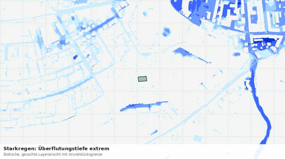 Statische Kartenansicht: Starkregen: Überflutungstiefe extrem