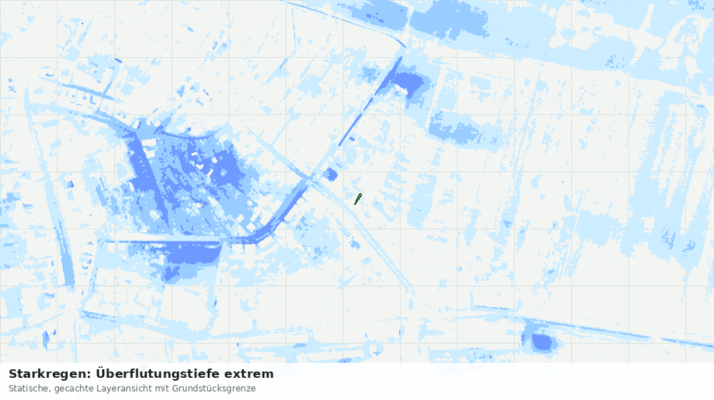Statische Kartenansicht: Starkregen: Überflutungstiefe extrem