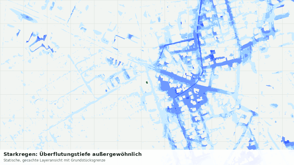 Statische Kartenansicht: Starkregen: Überflutungstiefe außergewöhnlich