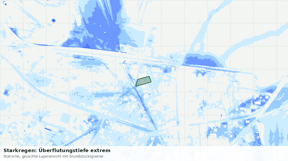 Statische Kartenansicht: Starkregen: Überflutungstiefe extrem
