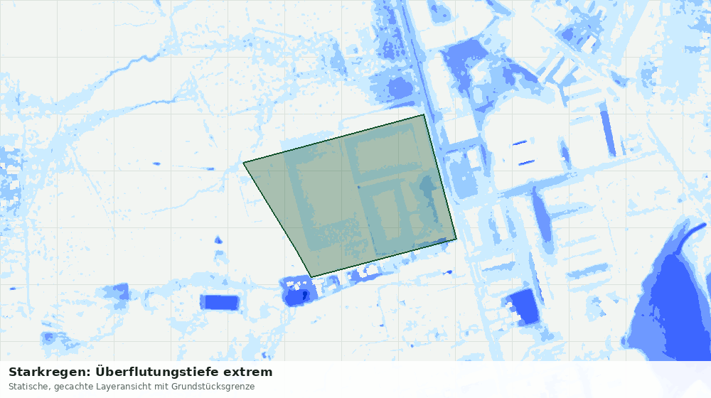 Statische Kartenansicht: Starkregen: Überflutungstiefe extrem