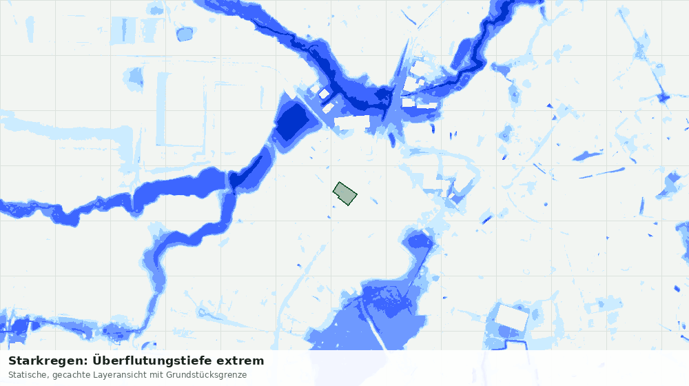 Statische Kartenansicht: Starkregen: Überflutungstiefe extrem
