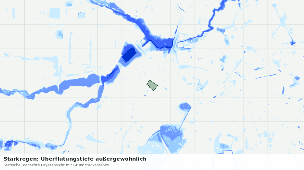 Statische Kartenansicht: Starkregen: Überflutungstiefe außergewöhnlich