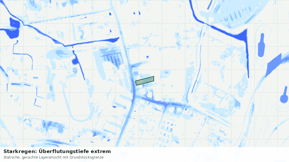 Statische Kartenansicht: Starkregen: Überflutungstiefe extrem