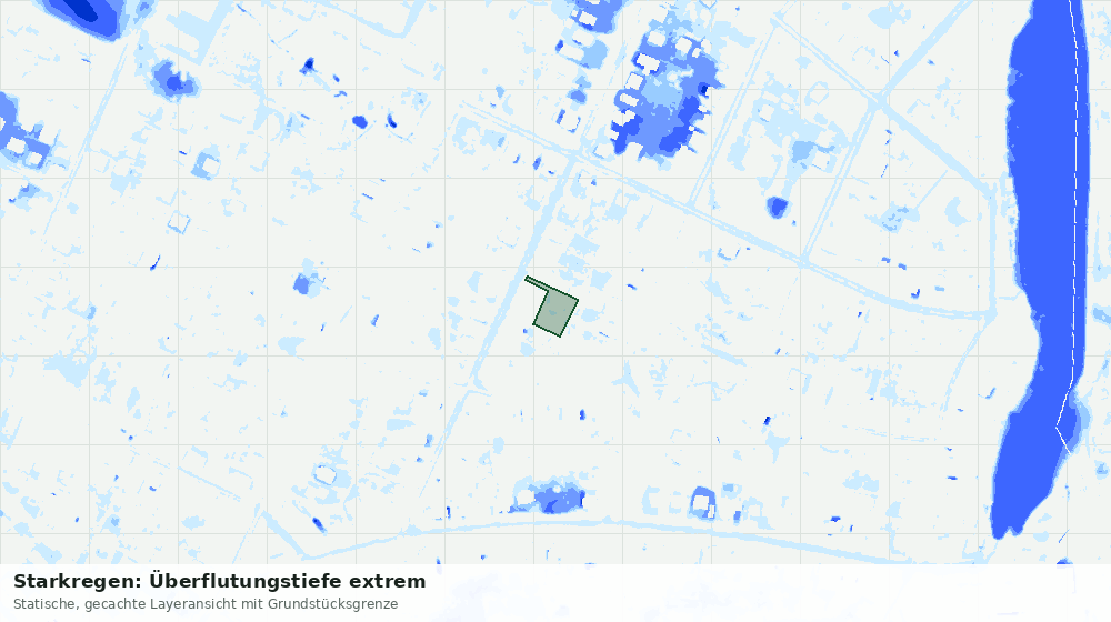 Statische Kartenansicht: Starkregen: Überflutungstiefe extrem