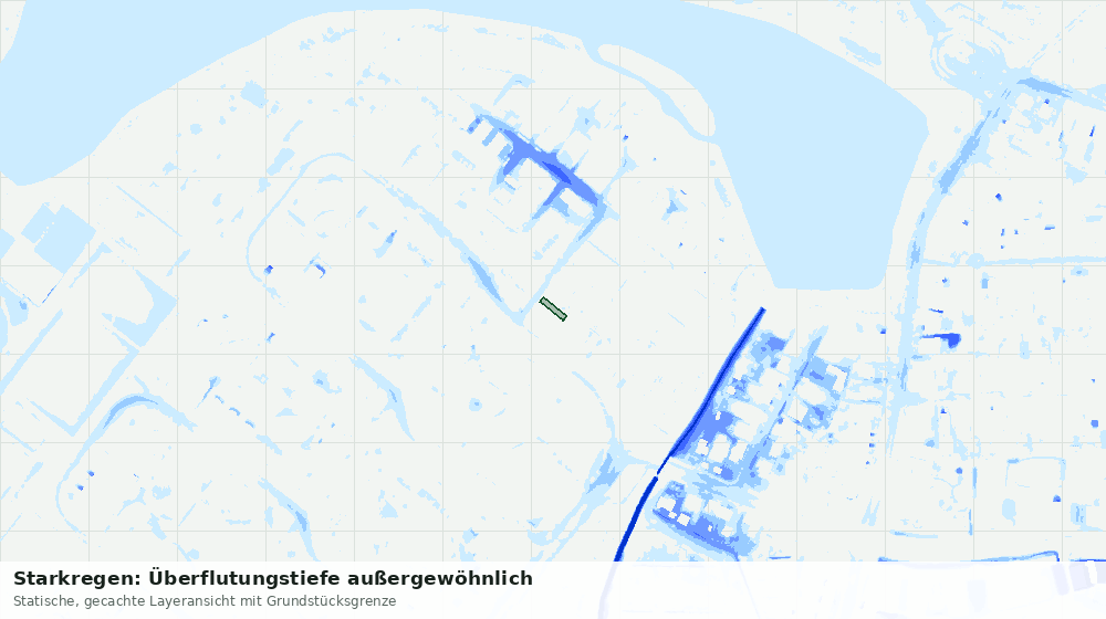 Statische Kartenansicht: Starkregen: Überflutungstiefe außergewöhnlich