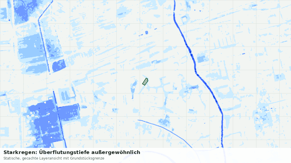 Statische Kartenansicht: Starkregen: Überflutungstiefe außergewöhnlich