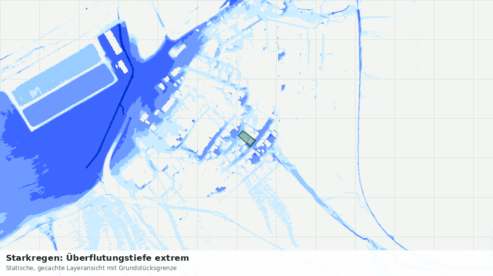 Statische Kartenansicht: Starkregen: Überflutungstiefe extrem