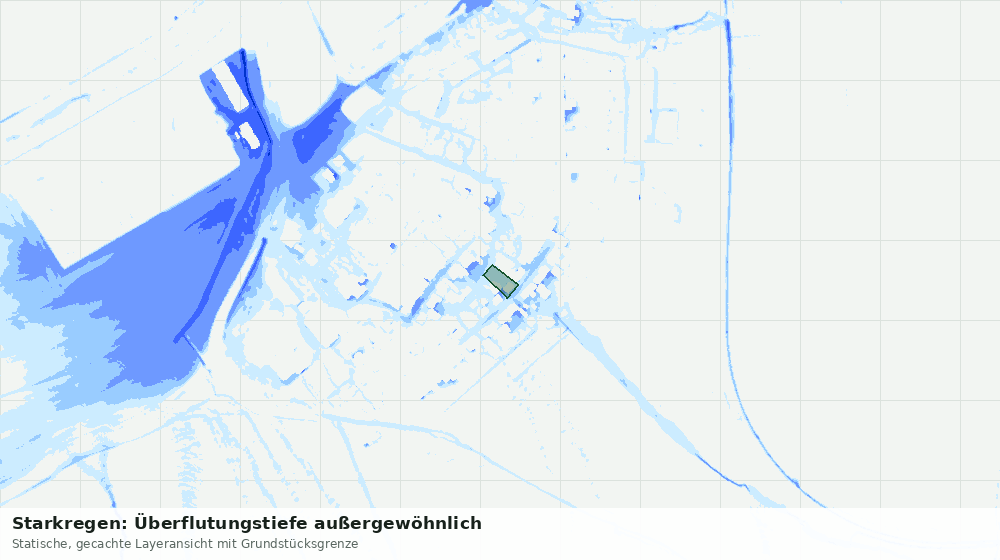 Statische Kartenansicht: Starkregen: Überflutungstiefe außergewöhnlich