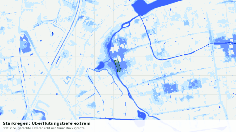 Statische Kartenansicht: Starkregen: Überflutungstiefe extrem