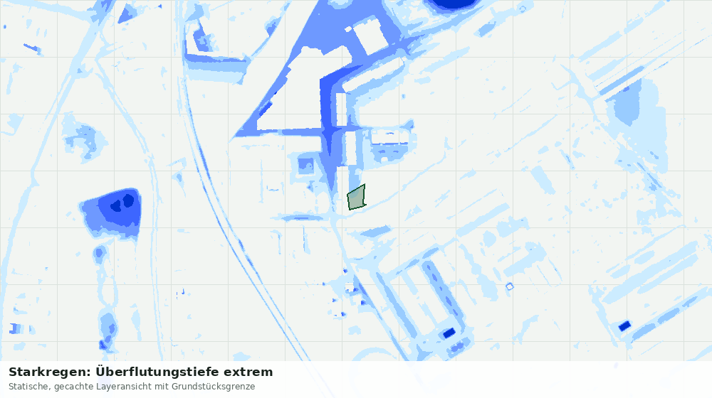 Statische Kartenansicht: Starkregen: Überflutungstiefe extrem