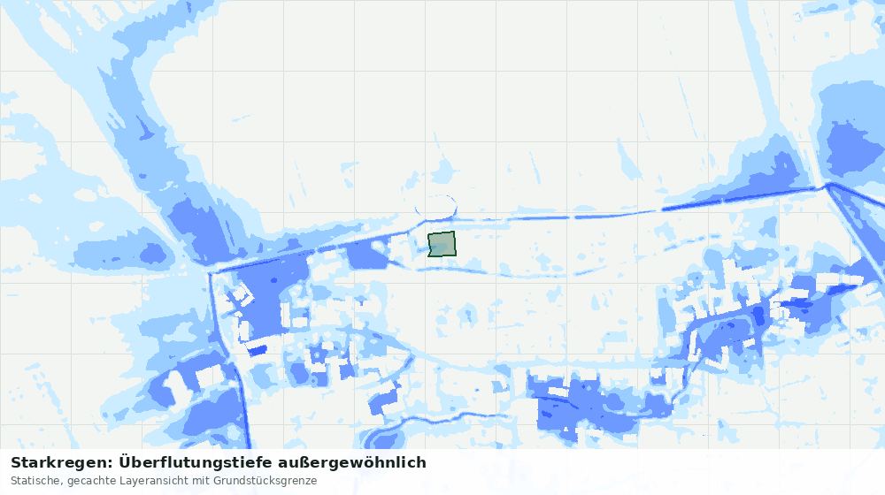 Statische Kartenansicht: Starkregen: Überflutungstiefe außergewöhnlich