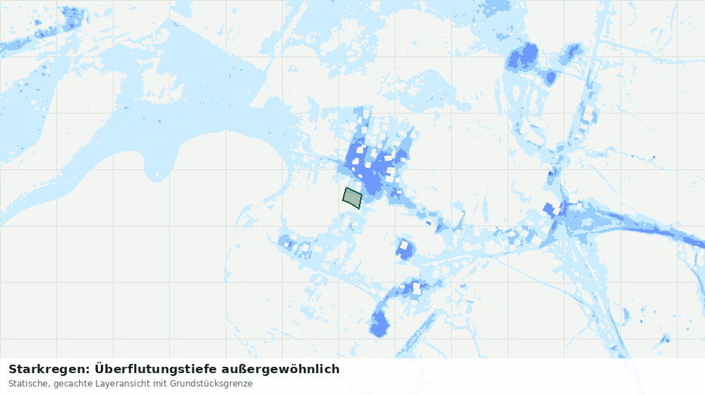 Statische Kartenansicht: Starkregen: Überflutungstiefe außergewöhnlich