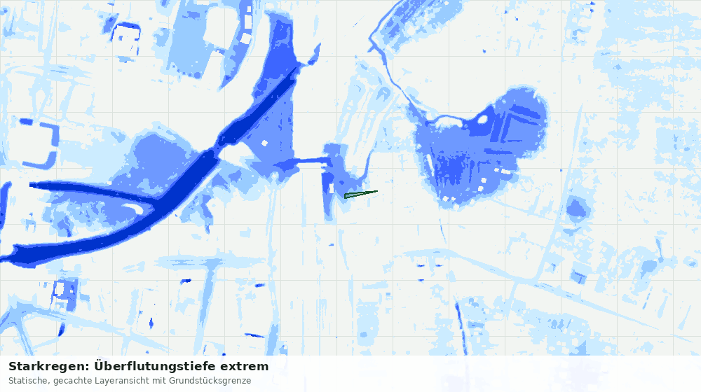 Statische Kartenansicht: Starkregen: Überflutungstiefe extrem