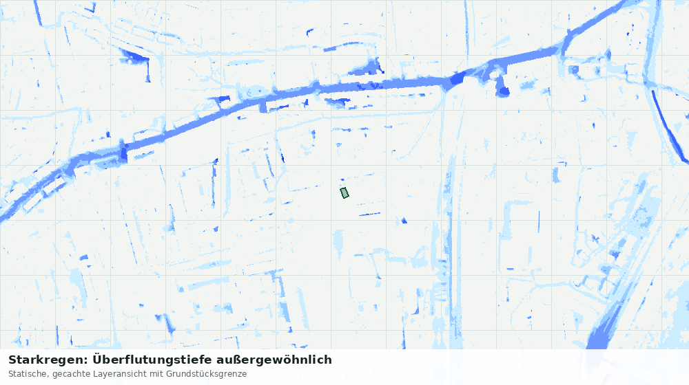 Statische Kartenansicht: Starkregen: Überflutungstiefe außergewöhnlich