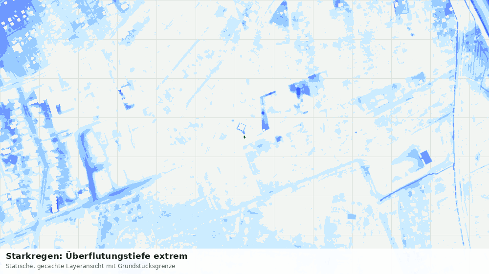 Statische Kartenansicht: Starkregen: Überflutungstiefe extrem