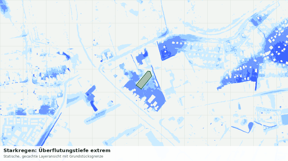 Statische Kartenansicht: Starkregen: Überflutungstiefe extrem