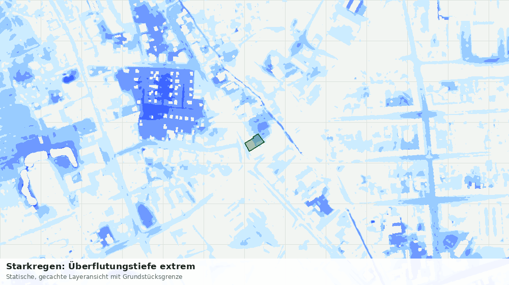 Statische Kartenansicht: Starkregen: Überflutungstiefe extrem