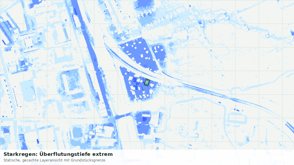 Statische Kartenansicht: Starkregen: Überflutungstiefe extrem