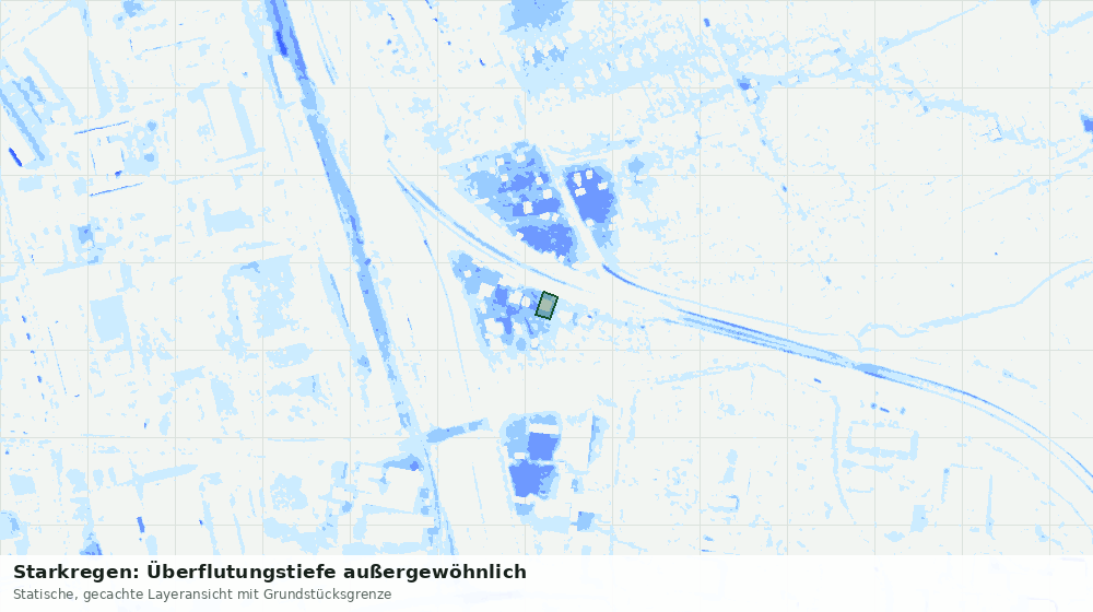 Statische Kartenansicht: Starkregen: Überflutungstiefe außergewöhnlich