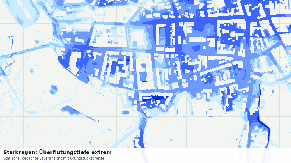Statische Kartenansicht: Starkregen: Überflutungstiefe extrem
