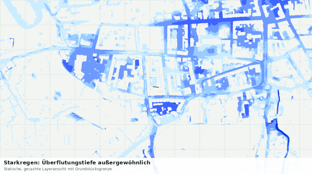 Statische Kartenansicht: Starkregen: Überflutungstiefe außergewöhnlich
