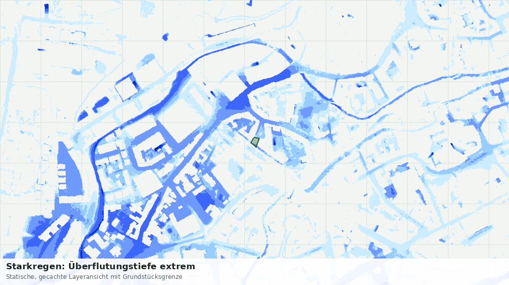 Statische Kartenansicht: Starkregen: Überflutungstiefe extrem