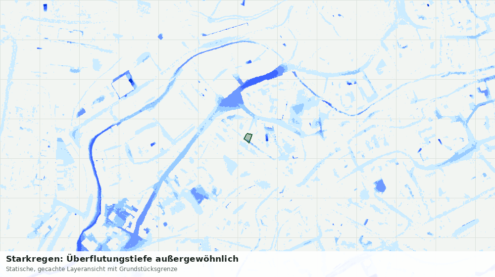 Statische Kartenansicht: Starkregen: Überflutungstiefe außergewöhnlich