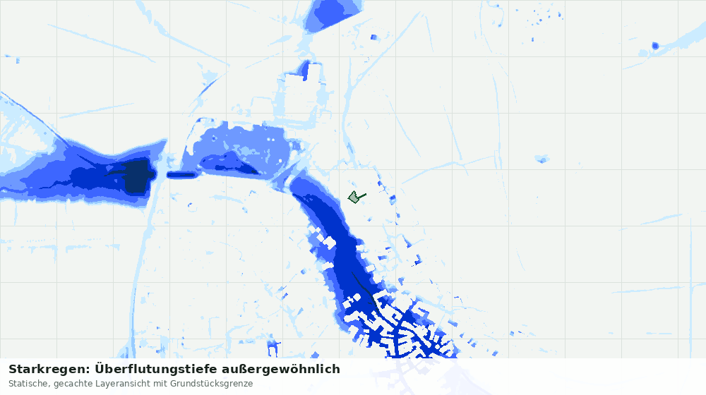 Statische Kartenansicht: Starkregen: Überflutungstiefe außergewöhnlich