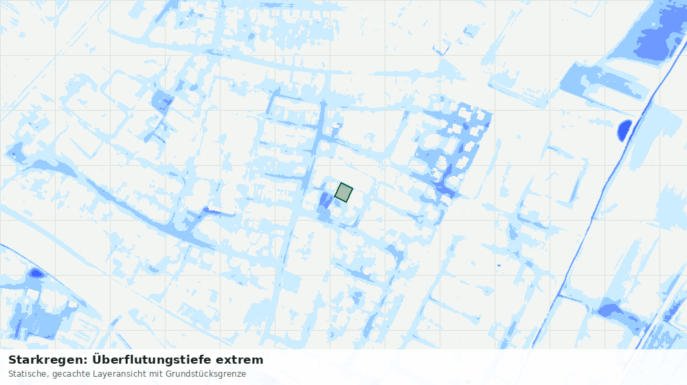 Statische Kartenansicht: Starkregen: Überflutungstiefe extrem