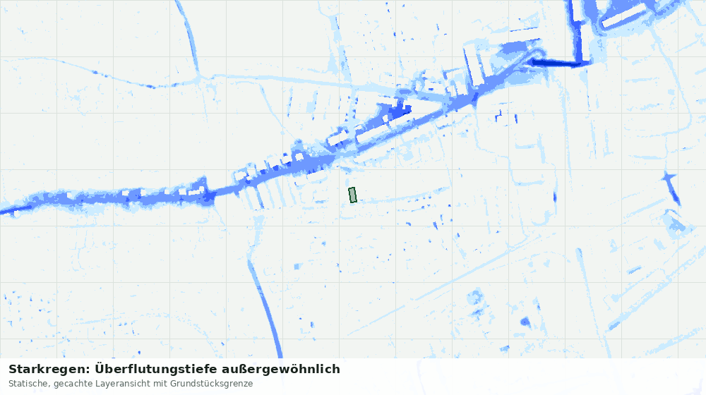 Statische Kartenansicht: Starkregen: Überflutungstiefe außergewöhnlich