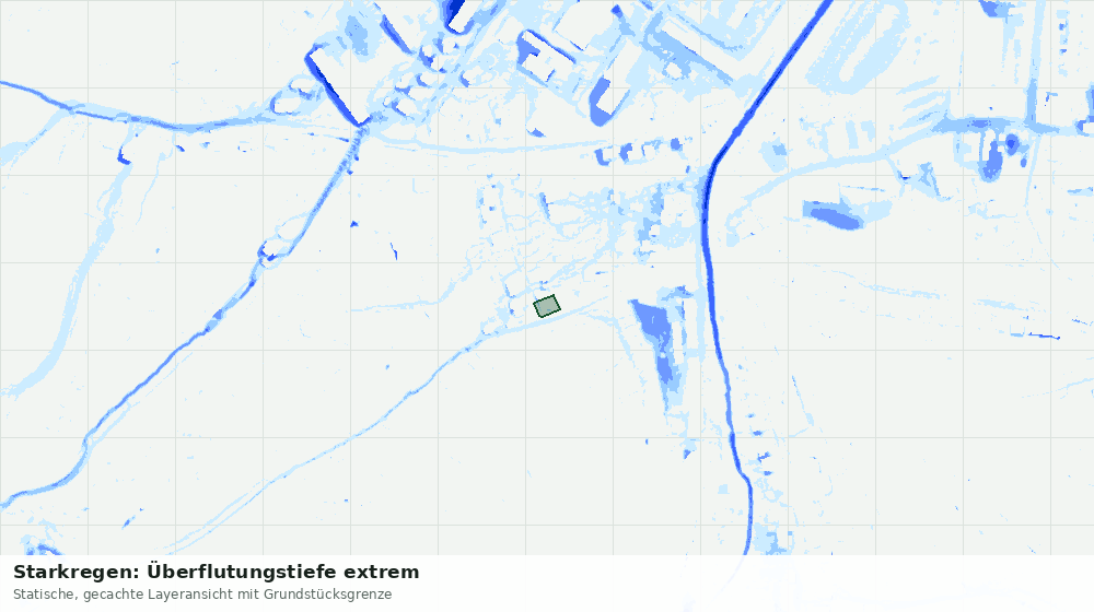 Statische Kartenansicht: Starkregen: Überflutungstiefe extrem