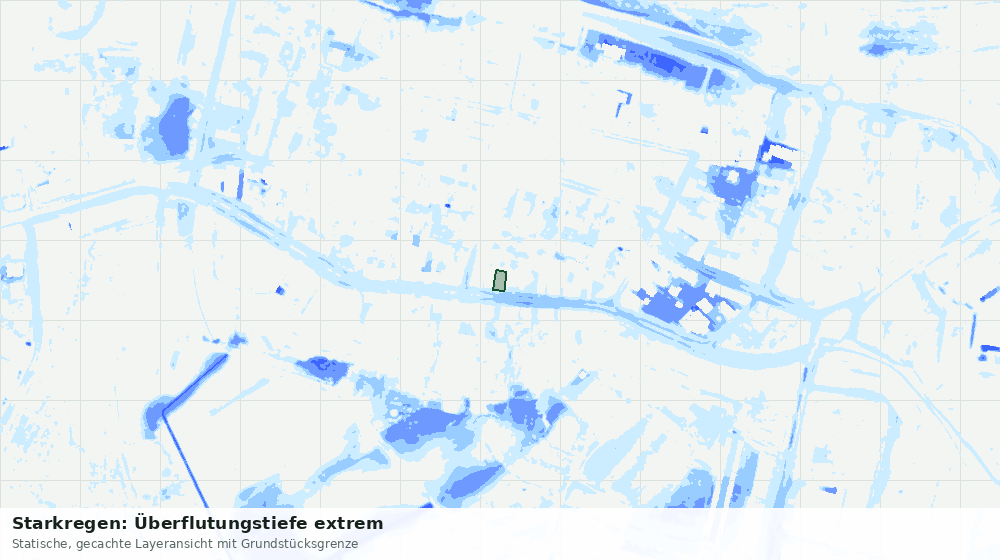 Statische Kartenansicht: Starkregen: Überflutungstiefe extrem