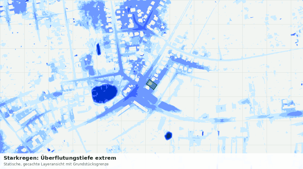 Statische Kartenansicht: Starkregen: Überflutungstiefe extrem