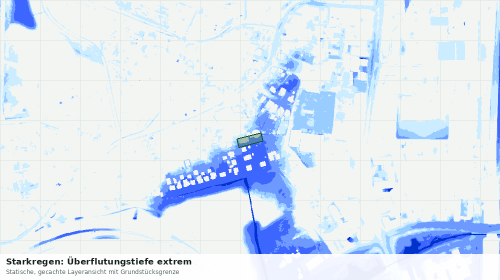 Statische Kartenansicht: Starkregen: Überflutungstiefe extrem