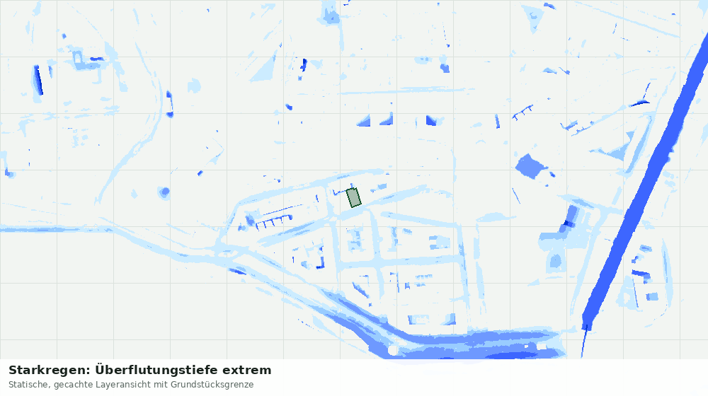 Statische Kartenansicht: Starkregen: Überflutungstiefe extrem