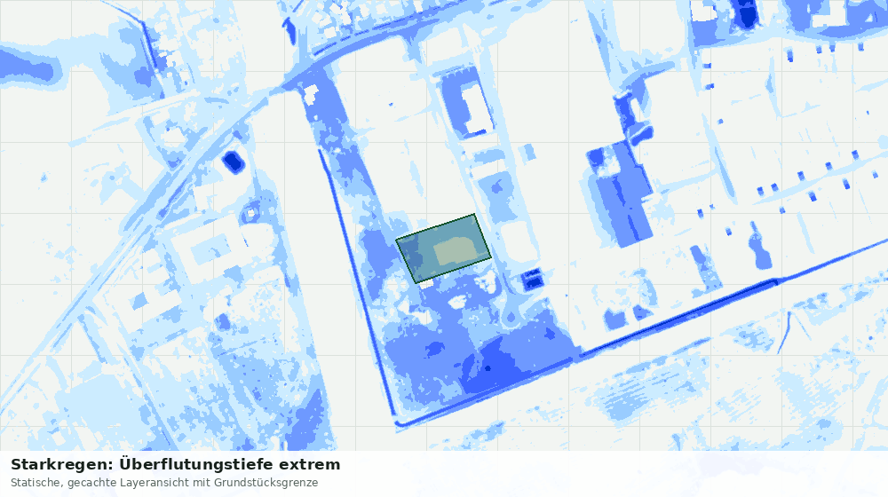 Statische Kartenansicht: Starkregen: Überflutungstiefe extrem