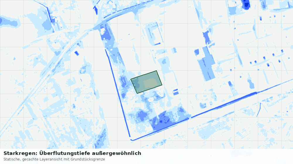 Statische Kartenansicht: Starkregen: Überflutungstiefe außergewöhnlich