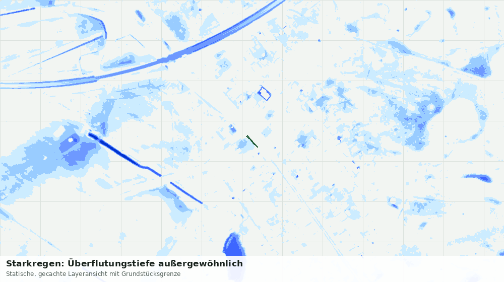 Statische Kartenansicht: Starkregen: Überflutungstiefe außergewöhnlich