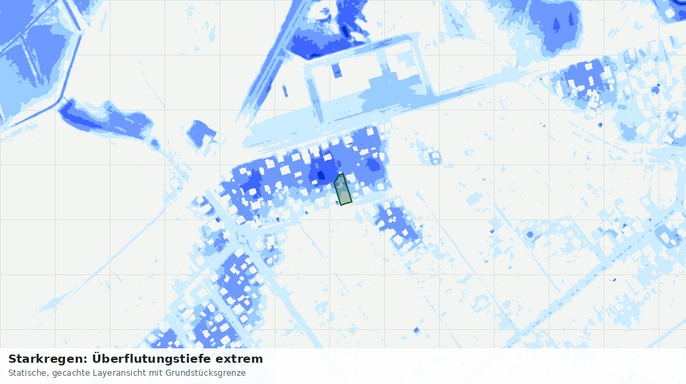 Statische Kartenansicht: Starkregen: Überflutungstiefe extrem