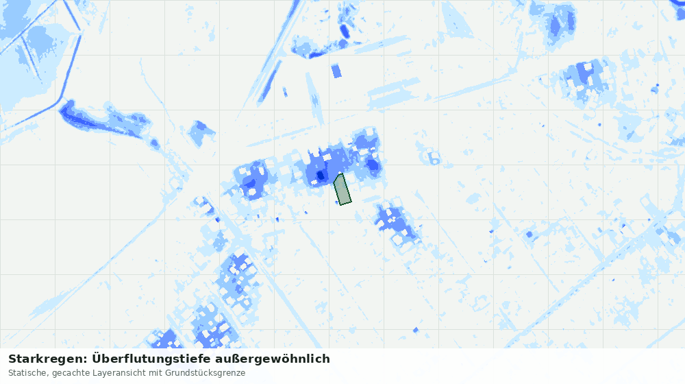 Statische Kartenansicht: Starkregen: Überflutungstiefe außergewöhnlich