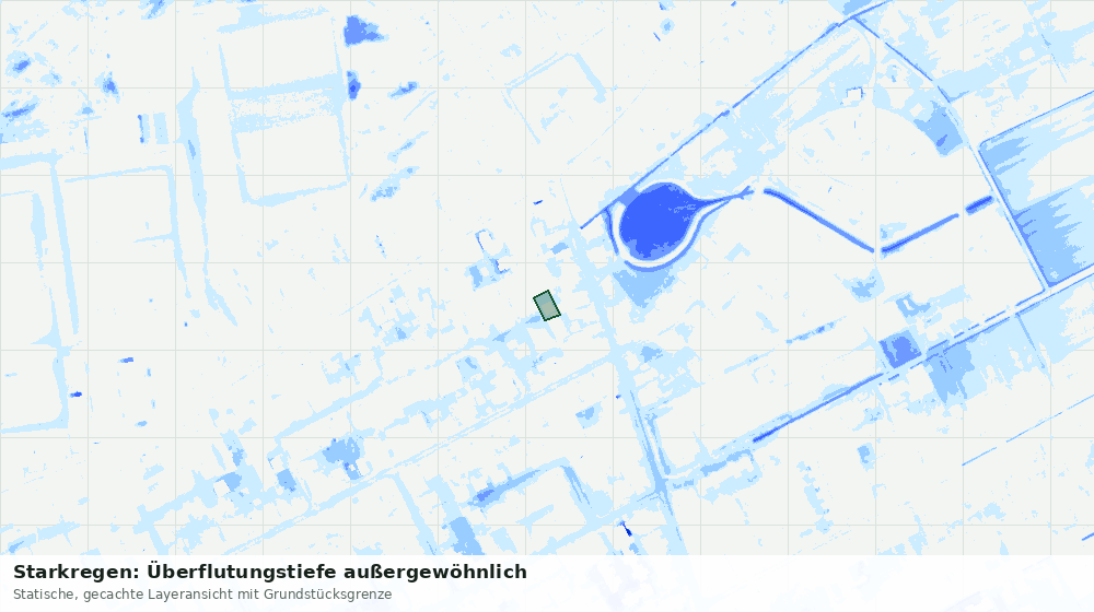 Statische Kartenansicht: Starkregen: Überflutungstiefe außergewöhnlich