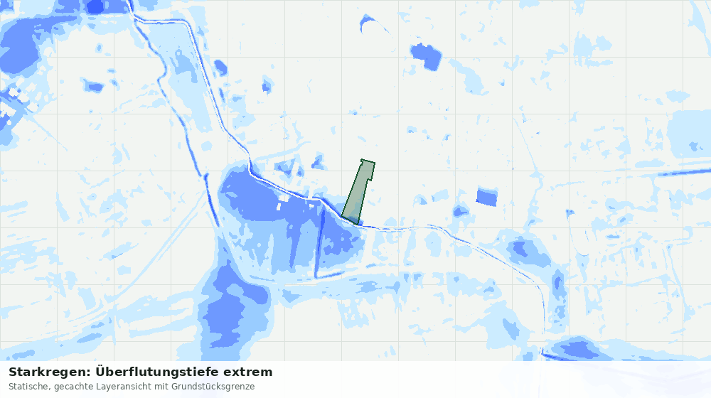 Statische Kartenansicht: Starkregen: Überflutungstiefe extrem