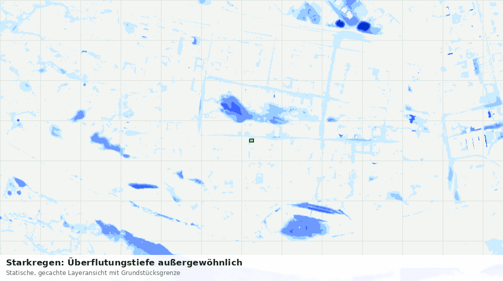 Statische Kartenansicht: Starkregen: Überflutungstiefe außergewöhnlich