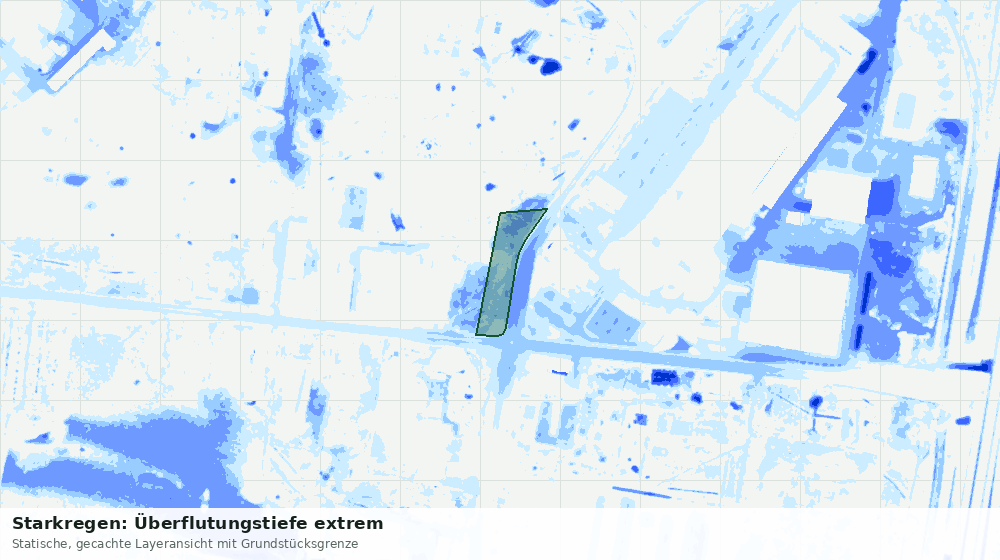 Statische Kartenansicht: Starkregen: Überflutungstiefe extrem