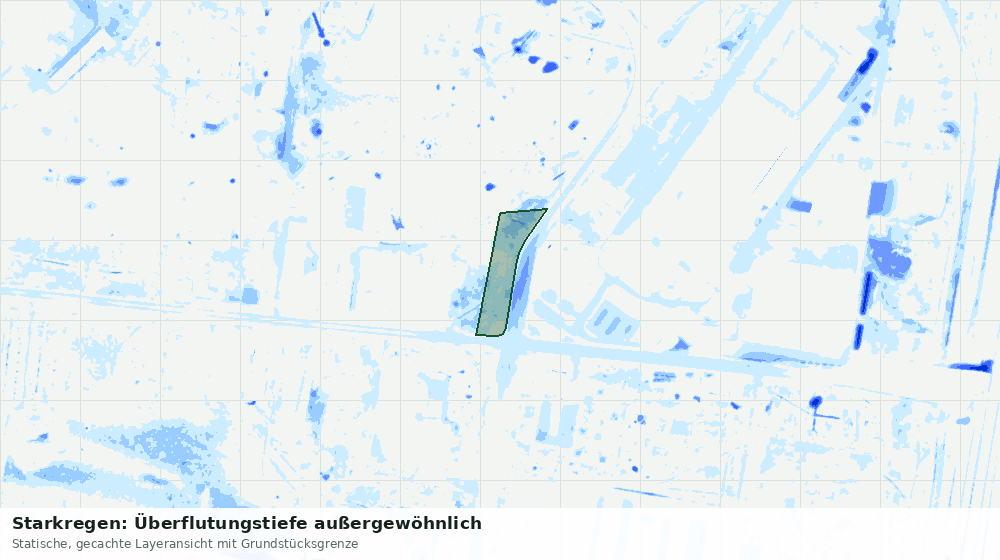 Statische Kartenansicht: Starkregen: Überflutungstiefe außergewöhnlich