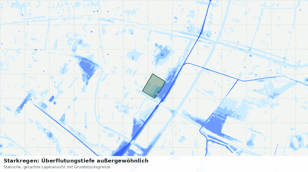 Statische Kartenansicht: Starkregen: Überflutungstiefe außergewöhnlich