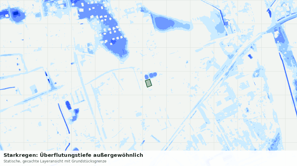 Statische Kartenansicht: Starkregen: Überflutungstiefe außergewöhnlich
