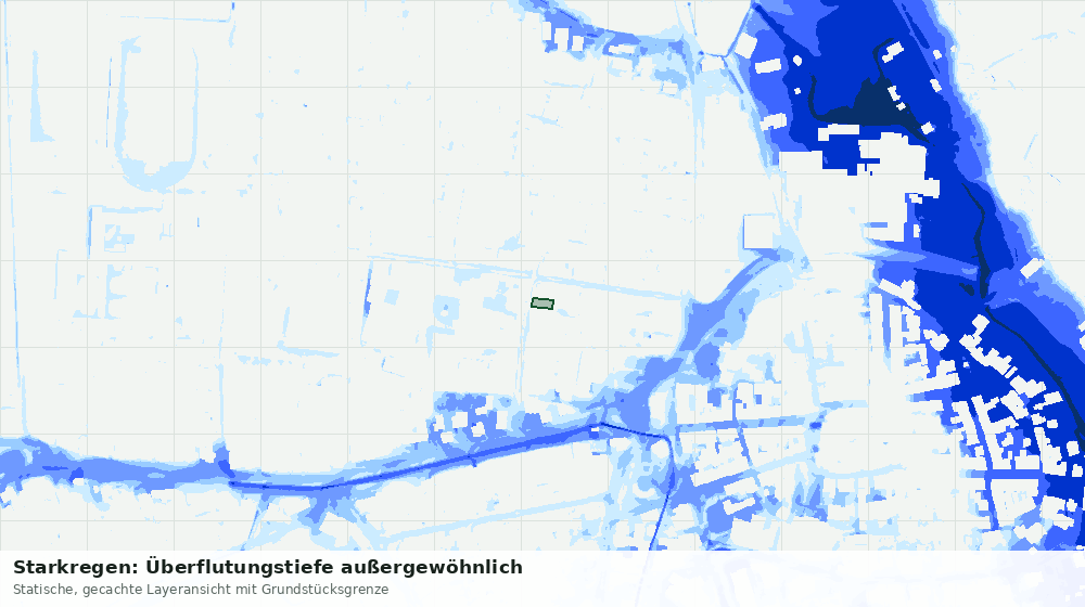 Statische Kartenansicht: Starkregen: Überflutungstiefe außergewöhnlich